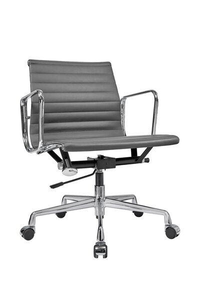 Кресло Eames Style Ribbed Office Chair EA 117 кожа графит